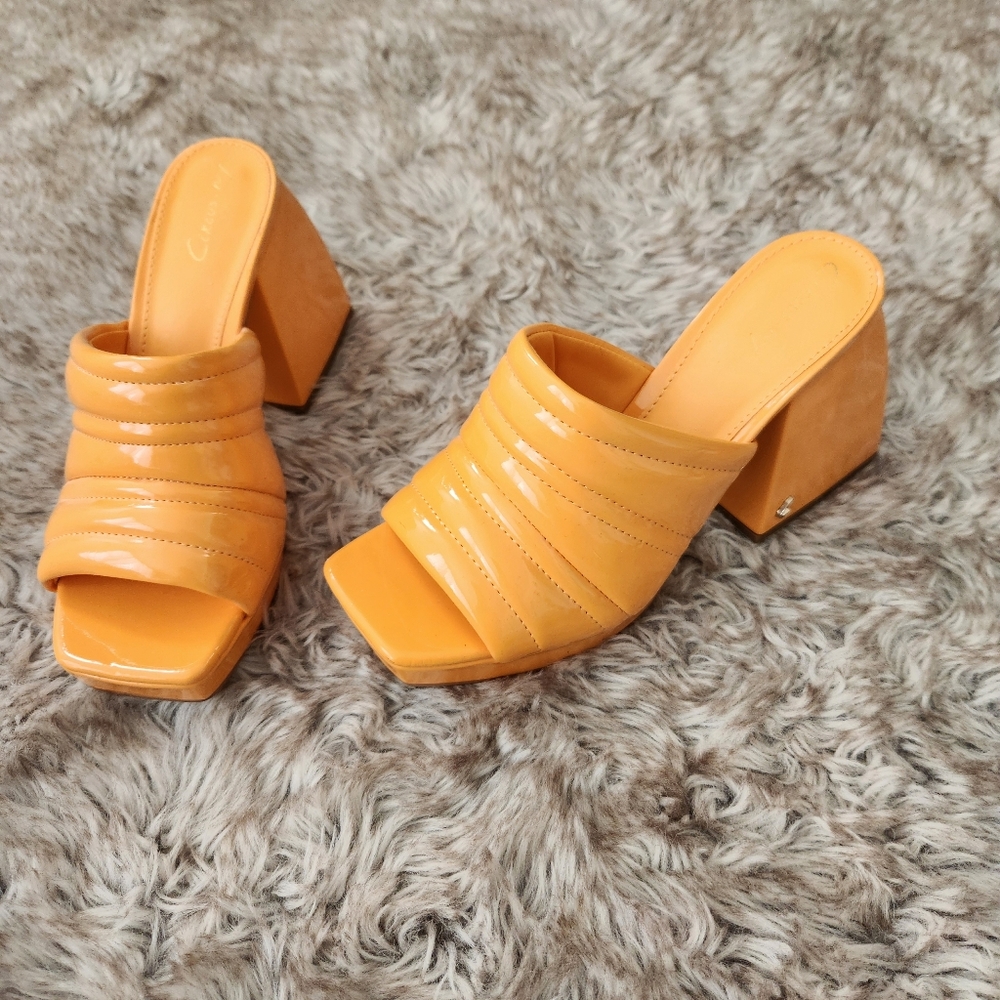 Circus By Sam Edelman Marlie Platform Sandals In Citrus Orange Patent Women's